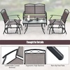 image:imageGiantex 4 PCS Outdoor Glider Chairs Set  Patio Furniture Set with Tempered Glass Table HeavyDuty Metal Frame Gliding Rocking Chair Conversation Set for Front Porch Yard Poolside 4 PCS Brown