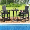 image:imageGiantex 52 Tall Adirondack Chair Set of 4 HDPE Outdoor Bar Stool with Ergonomic Backrest Armrests Footrest Fire Pit Chair All Weather Patio Bistro Chair for Yard Garden Lawn Chair TurquoiseBlack