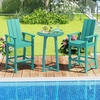 image:imageGiantex 52 Tall Adirondack Chair Set of 4 HDPE Outdoor Bar Stool with Ergonomic Backrest Armrests Footrest Fire Pit Chair All Weather Patio Bistro Chair for Yard Garden Lawn Chair TurquoiseTurquoise