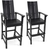 image:imageGiantex 52 Tall Adirondack Chair Set of 4 HDPE Outdoor Bar Stool with Ergonomic Backrest Armrests Footrest Fire Pit Chair All Weather Patio Bistro Chair for Yard Garden Lawn Chair TurquoiseBlack