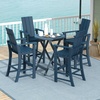 image:imageGiantex 52 Tall Adirondack Chair Set of 4 HDPE Outdoor Bar Stool with Ergonomic Backrest Armrests Footrest Fire Pit Chair All Weather Patio Bistro Chair for Yard Garden Lawn Chair TurquoiseNavy