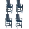 image:imageGiantex 52 Tall Adirondack Chair Set of 4 HDPE Outdoor Bar Stool with Ergonomic Backrest Armrests Footrest Fire Pit Chair All Weather Patio Bistro Chair for Yard Garden Lawn Chair TurquoiseNavy