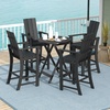 image:imageGiantex 52 Tall Adirondack Chair Set of 4 HDPE Outdoor Bar Stool with Ergonomic Backrest Armrests Footrest Fire Pit Chair All Weather Patio Bistro Chair for Yard Garden Lawn Chair TurquoiseBlack
