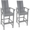 image:imageGiantex 52 Tall Adirondack Chair Set of 4 HDPE Outdoor Bar Stool with Ergonomic Backrest Armrests Footrest Fire Pit Chair All Weather Patio Bistro Chair for Yard Garden Lawn Chair TurquoiseGrey