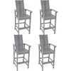 image:imageGiantex 52 Tall Adirondack Chair Set of 4 HDPE Outdoor Bar Stool with Ergonomic Backrest Armrests Footrest Fire Pit Chair All Weather Patio Bistro Chair for Yard Garden Lawn Chair TurquoiseGrey