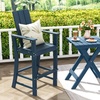 image:imageGiantex 52 Tall Adirondack Chair Set of 4 HDPE Outdoor Bar Stool with Ergonomic Backrest Armrests Footrest Fire Pit Chair All Weather Patio Bistro Chair for Yard Garden Lawn Chair TurquoiseNavy