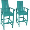 image:imageGiantex 52 Tall Adirondack Chair Set of 4 HDPE Outdoor Bar Stool with Ergonomic Backrest Armrests Footrest Fire Pit Chair All Weather Patio Bistro Chair for Yard Garden Lawn Chair TurquoiseTurquoise