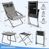 image:imageGiantex 5Piece Patio Bistro Set Folding Lounge Chairs with Footrest Stool amp Side Table Removable Cushion Headrest Armrest Outdoor Conversation Furniture for Porch Balcony Yard Pool