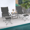 image:imageGiantex 5Piece Patio Bistro Set Folding Lounge Chairs with Footrest Stool amp Side Table Removable Cushion Headrest Armrest Outdoor Conversation Furniture for Porch Balcony Yard Pool