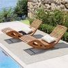 image:imageGiantex Acacia Wood Outdoor Rocking Chair Set of 2 Patio Lounge Chair with Ergonomic Curved amp Slatted Seat High Back Bottom Stopper Outside Chaise Lounge 63x235x26 Pool Lounger for Porch2
