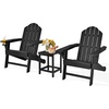 image:imageGiantex Adirondack Chair and Outdoor Side Table Set HDPE Fire Pit Chair Set with Small End Table Cup Holder Lounge Set for Outside Deck Poolside Backyard Garden Patio Chair Set BlackBlack