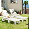image:imageGiantex Adjustable Chaise Lounge Outdoor  Patio HDPE Reclining Chair Outdoor Recliner with 4Position Backrest Movable Cup Holder Chaise Lounge Chair for Garden Poolside Backyard WhiteWhite
