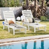 image:imageGiantex Adjustable Chaise Lounge Outdoor  Patio HDPE Reclining Chair Outdoor Recliner with 4Position Backrest Movable Cup Holder Chaise Lounge Chair for Garden Poolside Backyard WhiteWhite