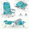 image:imageGiantex Backpack Beach Chair Foldable Camping Chair with 5 Adjustable Position Cup Holder Storage Pockets Straps Towel Rack Pillow Lay Flat Lawn Chair for Patio Outdoor Blue StripeBlueGreen