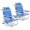 image:imageGiantex Backpack Beach Chair Foldable Camping Chair with 5 Adjustable Position Cup Holder Storage Pockets Straps Towel Rack Pillow Lay Flat Lawn Chair for Patio Outdoor Blue StripeBlue Stripe