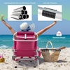 image:imageGiantex Backpack Beach Chair Foldable Camping Chair with 5 Adjustable Position Cup Holder Storage Pockets Straps Towel Rack Pillow Lay Flat Lawn Chair for Patio Outdoor Blue StripePink