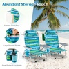 image:imageGiantex Backpack Beach Chair Foldable Camping Chair with 5 Adjustable Position Cup Holder Storage Pockets Straps Towel Rack Pillow Lay Flat Lawn Chair for Patio Outdoor Blue StripeBlueGreen