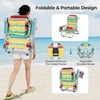 image:imageGiantex Backpack Beach Chair Foldable Camping Chair with 5 Adjustable Position Cup Holder Storage Pockets Straps Towel Rack Pillow Lay Flat Lawn Chair for Patio Outdoor Blue StripeColor Stripe