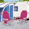 image:imageGiantex Backpack Beach Chair Foldable Camping Chair with 5 Adjustable Position Cup Holder Storage Pockets Straps Towel Rack Pillow Lay Flat Lawn Chair for Patio Outdoor Blue StripePink