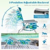image:imageGiantex Backpack Beach Chair Foldable Camping Chair with 5 Adjustable Position Cup Holder Storage Pockets Straps Towel Rack Pillow Lay Flat Lawn Chair for Patio Outdoor Blue StripeBlueGreen