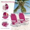 image:imageGiantex Backpack Beach Chair Foldable Camping Chair with 5 Adjustable Position Cup Holder Storage Pockets Straps Towel Rack Pillow Lay Flat Lawn Chair for Patio Outdoor Blue StripePink