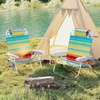 image:imageGiantex Backpack Beach Chair Foldable Camping Chair with 5 Adjustable Position Cup Holder Storage Pockets Straps Towel Rack Pillow Lay Flat Lawn Chair for Patio Outdoor Blue StripeColor Stripe