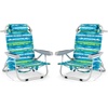 image:imageGiantex Backpack Beach Chair Foldable Camping Chair with 5 Adjustable Position Cup Holder Storage Pockets Straps Towel Rack Pillow Lay Flat Lawn Chair for Patio Outdoor Blue StripeBlueGreen