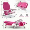 image:imageGiantex Backpack Beach Chair Foldable Camping Chair with 5 Adjustable Position Cup Holder Storage Pockets Straps Towel Rack Pillow Lay Flat Lawn Chair for Patio Outdoor Blue StripePink