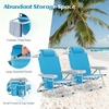 image:imageGiantex Backpack Beach Chair Foldable Camping Chair with 5 Adjustable Position Cup Holder Storage Pockets Straps Towel Rack Pillow Lay Flat Lawn Chair for Patio Outdoor Blue StripeSky Blue