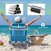 image:imageGiantex Backpack Beach Chair Foldable Camping Chair with 5 Adjustable Position Cup Holder Storage Pockets Straps Towel Rack Pillow Lay Flat Lawn Chair for Patio Outdoor Blue StripeSky Blue