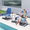 image:imageGiantex Backpack Beach Chair Foldable Camping Chair with 5 Adjustable Position Cup Holder Storage Pockets Straps Towel Rack Pillow Lay Flat Lawn Chair for Patio Outdoor Blue StripeBlue Stripe