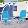 image:imageGiantex Backpack Beach Chair Foldable Camping Chair with 5 Adjustable Position Cup Holder Storage Pockets Straps Towel Rack Pillow Lay Flat Lawn Chair for Patio Outdoor Blue StripeSky Blue