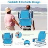 image:imageGiantex Backpack Beach Chair Foldable Camping Chair with 5 Adjustable Position Cup Holder Storage Pockets Straps Towel Rack Pillow Lay Flat Lawn Chair for Patio Outdoor Blue StripeSky Blue