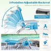 image:imageGiantex Backpack Beach Chair Foldable Camping Chair with 5 Adjustable Position Cup Holder Storage Pockets Straps Towel Rack Pillow Lay Flat Lawn Chair for Patio Outdoor Blue StripeSky Blue