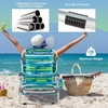 image:imageGiantex Backpack Beach Chair Foldable Camping Chair with 5 Adjustable Position Cup Holder Storage Pockets Straps Towel Rack Pillow Lay Flat Lawn Chair for Patio Outdoor Blue StripeBlueGreen