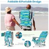 image:imageGiantex Backpack Beach Chair Foldable Camping Chair with 5 Adjustable Position Cup Holder Storage Pockets Straps Towel Rack Pillow Lay Flat Lawn Chair for Patio Outdoor Blue StripeBlueGreen