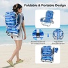 image:imageGiantex Backpack Beach Chair Foldable Camping Chair with 5 Adjustable Position Cup Holder Storage Pockets Straps Towel Rack Pillow Lay Flat Lawn Chair for Patio Outdoor Blue StripeBlue Stripe