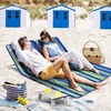 image:imageGiantex Beach Chairs for Adults 2 Pack Set with Side Table Folding Lounge Chairs 5 Position Adjustable Lawn Chair for Sunbathing Patio Chaise Lounge Lightweight Backpack Camping Chairs NavyStripe