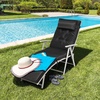 image:imageGiantex Chaise Lounge Chair for Outside Pool Folding Reclining Beach Chair WRemovable CushionampHeadrest Pillow Outdoor Lounge Chaise w 7 Backrest Positions Portable Patio Lounger 1 BlackBlack
