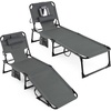 image:imageGiantex Face Down Tanning Chair Folding Beach Lounge Chair w 4Position Adjustable Backrest Outdoor Sunbathing Lounge Chair wFace Arm Holes amp Storage Pocket for Patio Deck Poolside 1 NavyGrey