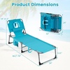 image:imageGiantex Face Down Tanning Chair Folding Beach Lounge Chair w 4Position Adjustable Backrest Outdoor Sunbathing Lounge Chair wFace Arm Holes amp Storage Pocket for Patio Deck Poolside 1 NavyTurquoise