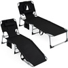 image:imageGiantex Face Down Tanning Chair Folding Beach Lounge Chair w 4Position Adjustable Backrest Outdoor Sunbathing Lounge Chair wFace Arm Holes amp Storage Pocket for Patio Deck Poolside 1 NavyBlack