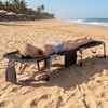 image:imageGiantex Face Down Tanning Chair Folding Beach Lounge Chair w 4Position Adjustable Backrest Outdoor Sunbathing Lounge Chair wFace Arm Holes amp Storage Pocket for Patio Deck Poolside 1 NavyBlack