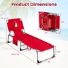 image:imageGiantex Face Down Tanning Chair Folding Beach Lounge Chair w 4Position Adjustable Backrest Outdoor Sunbathing Lounge Chair wFace Arm Holes amp Storage Pocket for Patio Deck Poolside 1 NavyRed