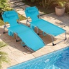 image:imageGiantex Face Down Tanning Chair Folding Beach Lounge Chair w 4Position Adjustable Backrest Outdoor Sunbathing Lounge Chair wFace Arm Holes amp Storage Pocket for Patio Deck Poolside 1 NavyTurquoise