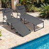 image:imageGiantex Face Down Tanning Chair Folding Beach Lounge Chair w 4Position Adjustable Backrest Outdoor Sunbathing Lounge Chair wFace Arm Holes amp Storage Pocket for Patio Deck Poolside 1 NavyGrey