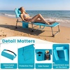 image:imageGiantex Face Down Tanning Chair Folding Beach Lounge Chair w 4Position Adjustable Backrest Outdoor Sunbathing Lounge Chair wFace Arm Holes amp Storage Pocket for Patio Deck Poolside 1 NavyTurquoise