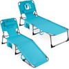image:imageGiantex Face Down Tanning Chair Folding Beach Lounge Chair w 4Position Adjustable Backrest Outdoor Sunbathing Lounge Chair wFace Arm Holes amp Storage Pocket for Patio Deck Poolside 1 NavyTurquoise