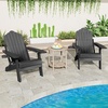 image:imageGiantex Folding Adirondack Chair AllWeather Lounge Chair with Adjustable Backrest Retractable Ottoman Cup Holder HIPS Fire Pit Chair for Lawn Pool Patio Porch 1 NavyBlack