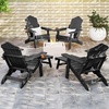 image:imageGiantex Folding Adirondack Chair AllWeather Lounge Chair with Adjustable Backrest Retractable Ottoman Cup Holder HIPS Fire Pit Chair for Lawn Pool Patio Porch 1 NavyBlack